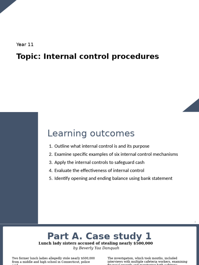 Internal Control Procedures Overview | PDF | Banks | Cheque