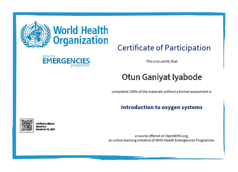 Introduction Oxygen Systems ConfirmationOfParticipation 1 | PDF