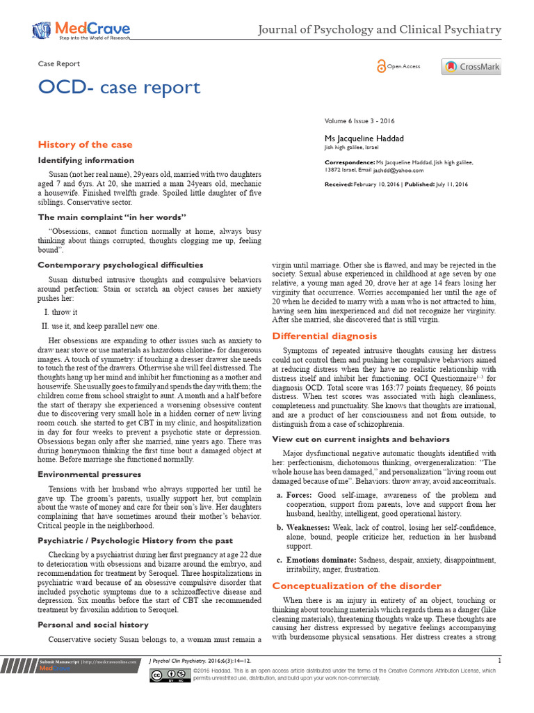 Obsessive Compulsive Disorder Pdf Obsessive Compulsive Disorder