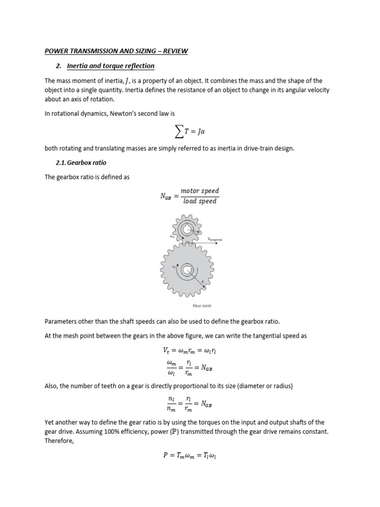 03 Power Transmission and Sizing - Review | PDF | Torque | Rotation ...