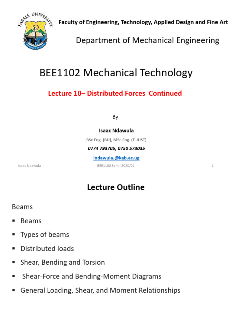 Lecture 10 - Distributed Forces Cont | PDF | Beam (Structure) | Bending