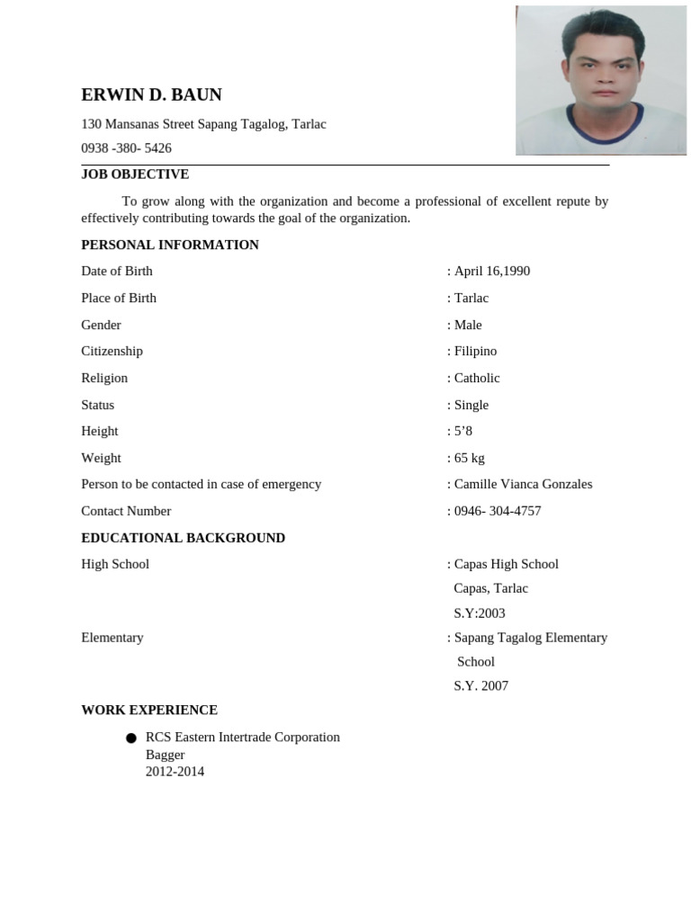 Resume of Erwin D. Baun | PDF