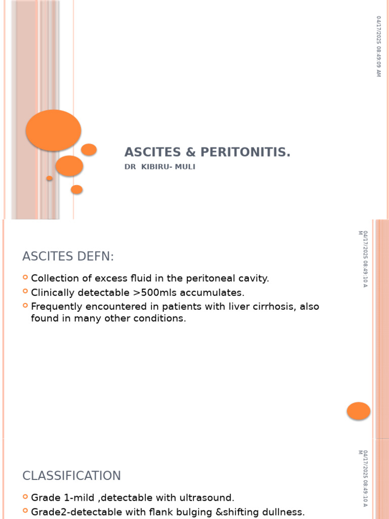 Ascites and Peritonitis Overview | PDF | Medical Specialties | Diseases ...