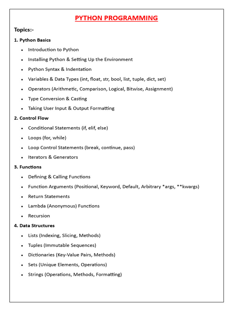 Comprehensive Python Programming Guide | PDF | Method (Computer ...