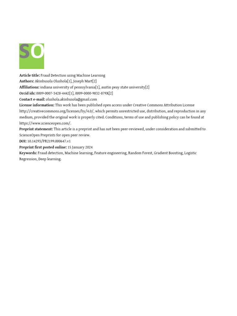Machine Learning for Fraud Detection | PDF | Machine Learning | Deep ...