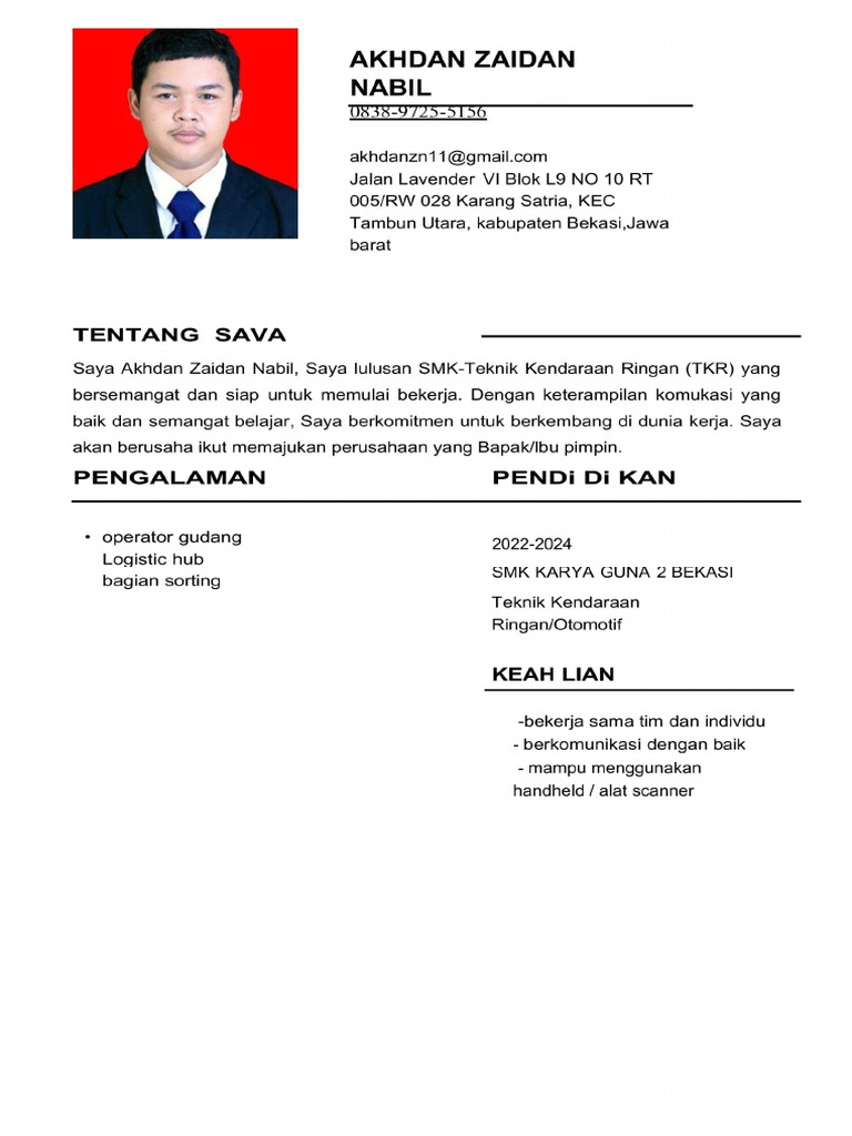 CV Akhdan Zaidan | PDF