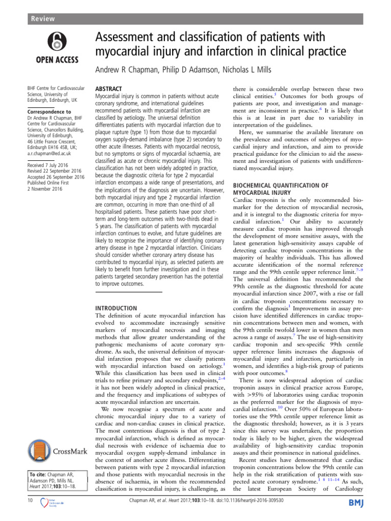 Myocardial Injury and Infarction Classification | PDF | Myocardial ...