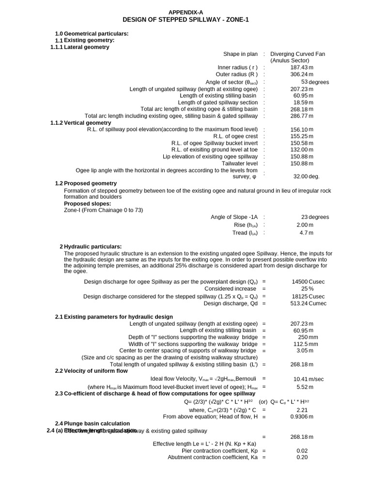 Stepped Spillway Design Specifications | PDF | Spillway