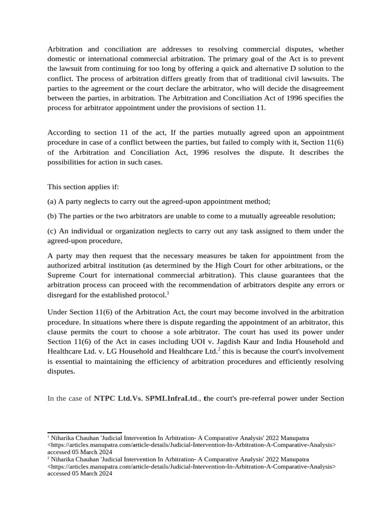 Understanding Section 11 of Arbitration Act | PDF | Arbitration ...