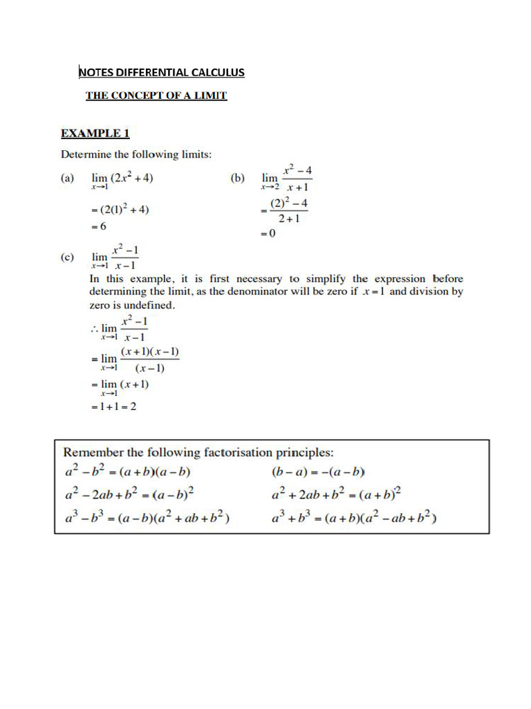 Diferential Calculus Notes May 2024 | PDF