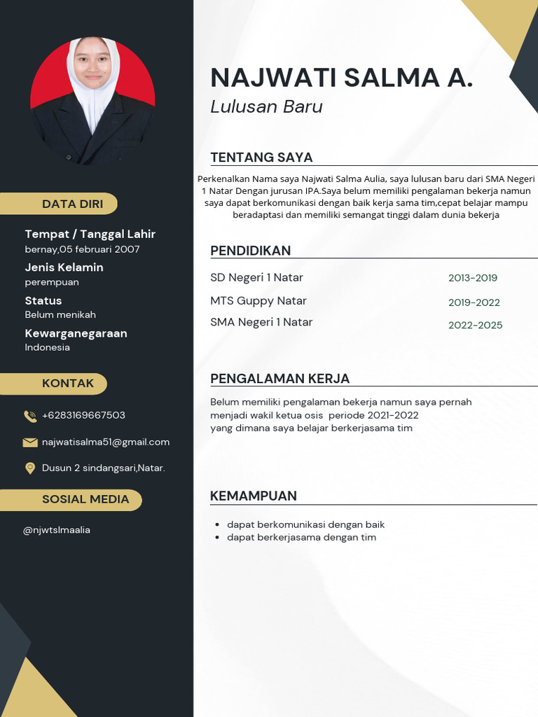 Hitam Dan Putih Modern CV Resume Riwayat Hidup | PDF