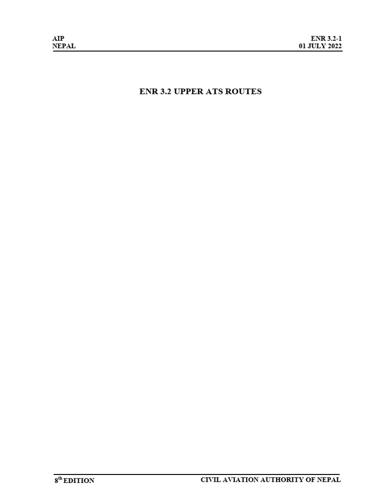 Nepal ENR 3.2 Upper ATS Routes | PDF