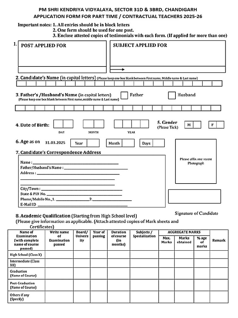 Application Form 2025 26 Pdf