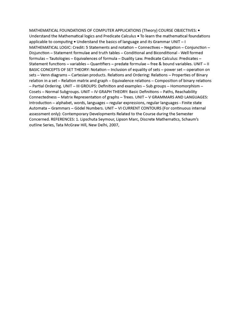 Mathematical Foundations for Computing | PDF