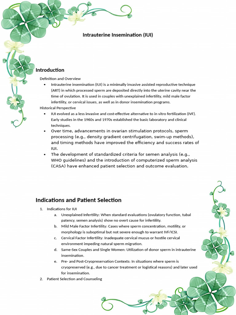 Intrauterine Insemination (IUI) | PDF | Infertility | In Vitro ...