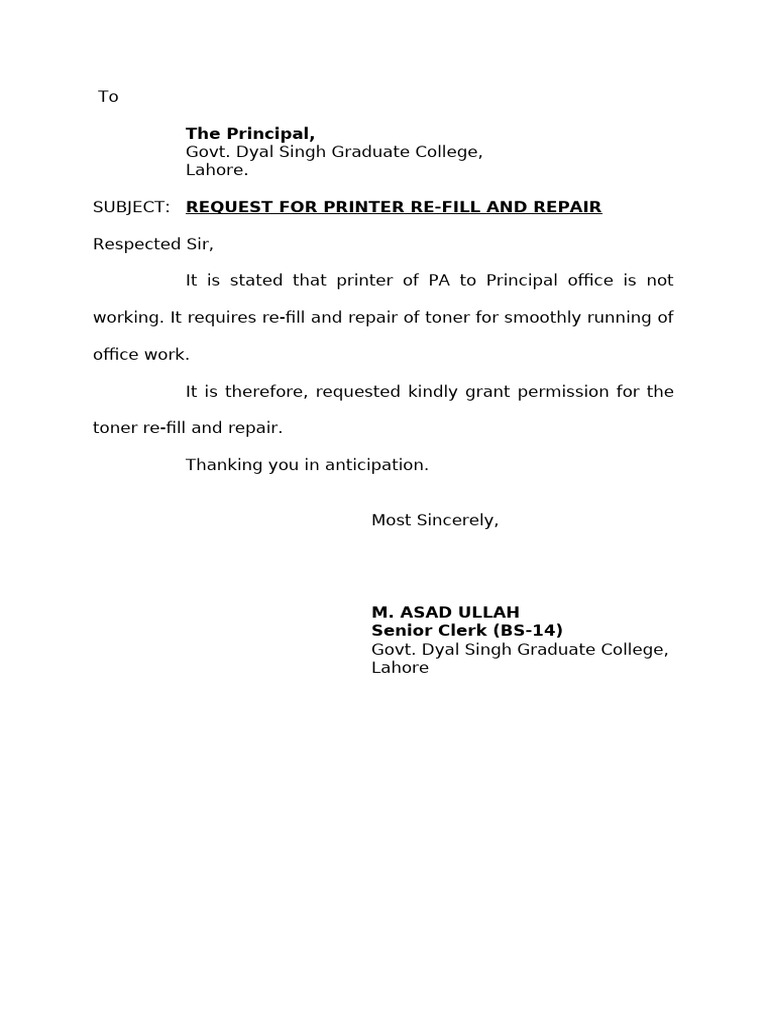 Request for Office Supplies and Repairs | PDF