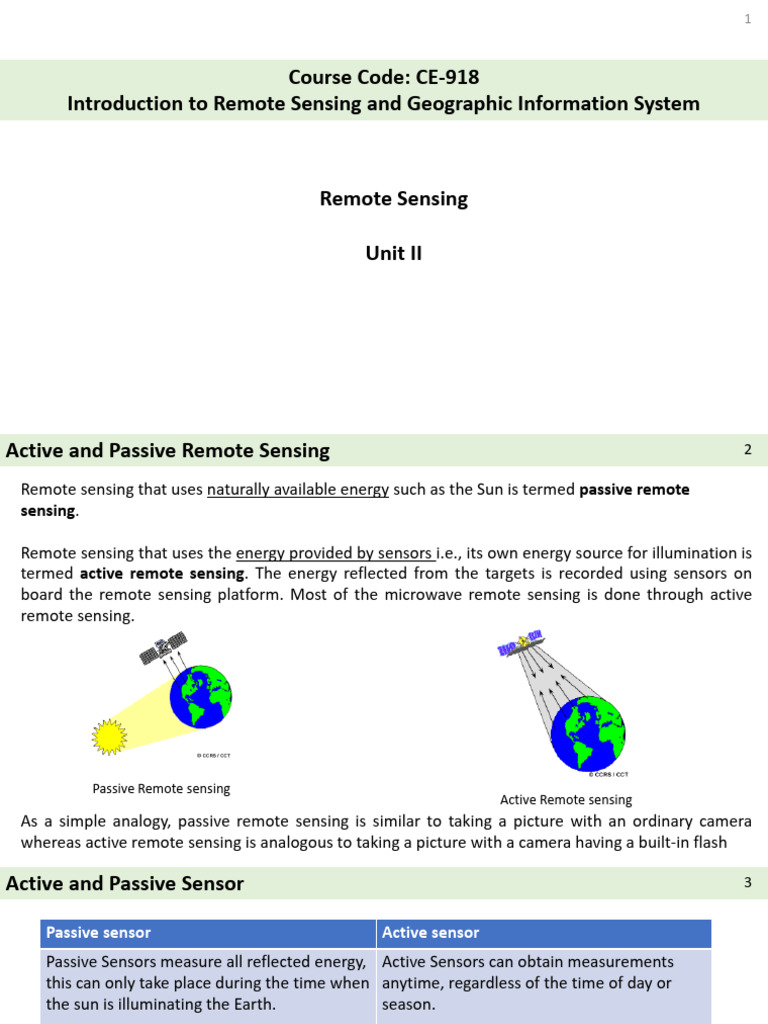 Active vs Passive Remote Sensing Explained | PDF | Image Resolution ...