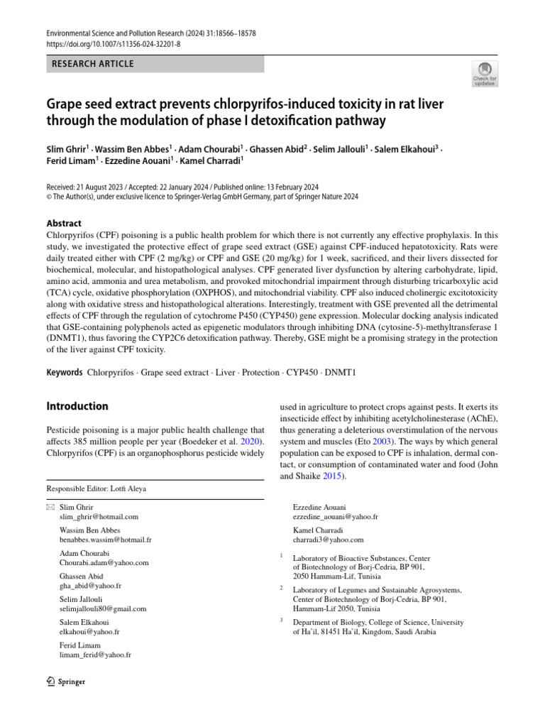Grape Seed Extract Prevents Chlorpyrifos-Induced Toxicity in Rat Liver ...