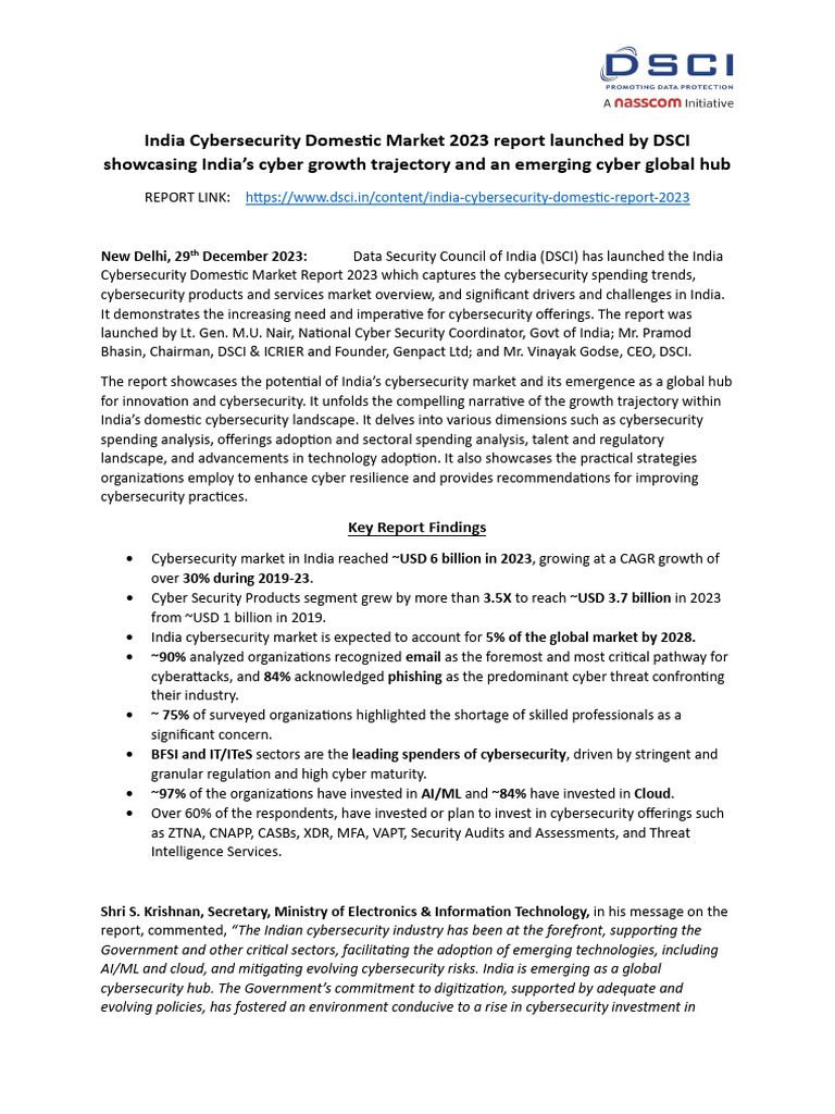 India Cybersecurity Market Report 2023 | PDF | Computer Security | Security