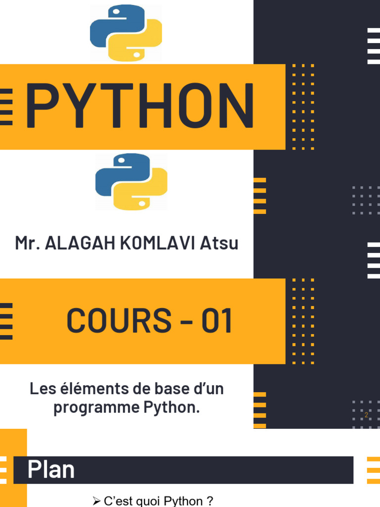 Introduction à Python et ses bases | PDF | Python (Langage de ...