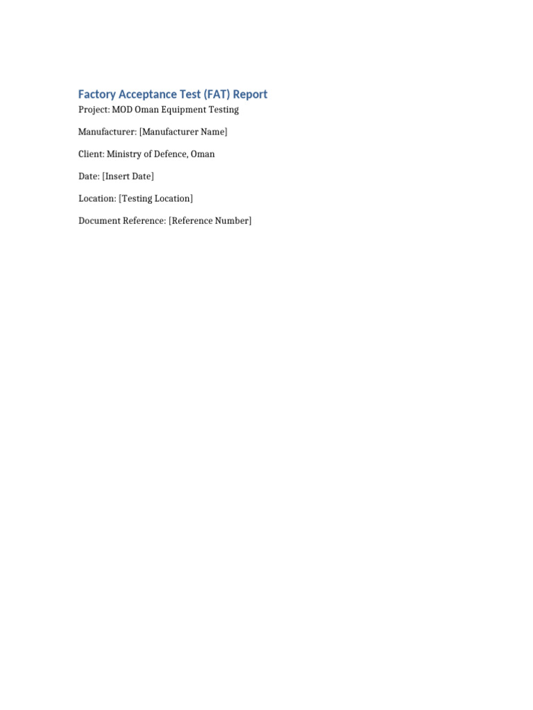 FAT Report for MOD Oman Equipment | PDF | Safety | Specification ...