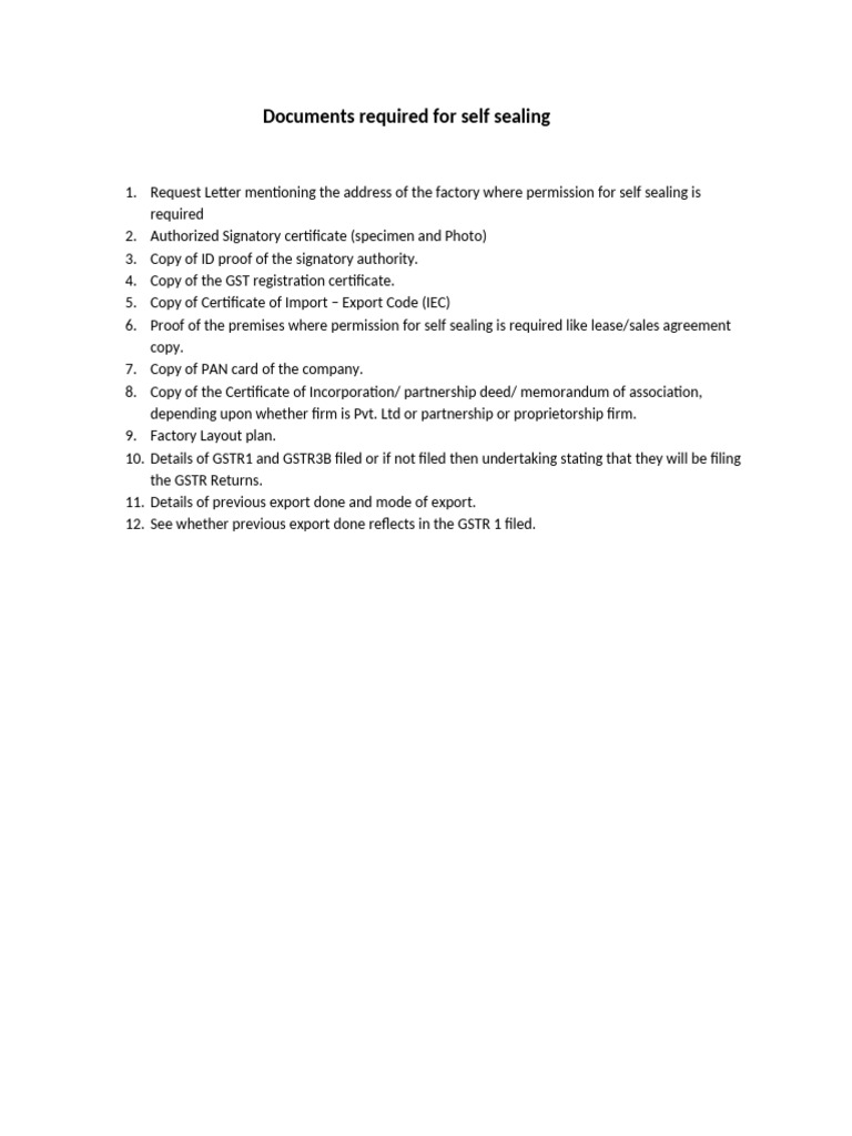 Self-Sealing Permission Document Guide | PDF