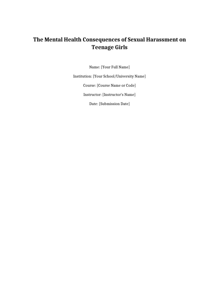 Mental Health Effects of Harassment on Teens | PDF | Adolescence ...