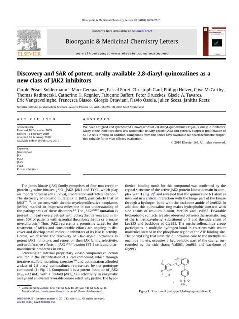 JAK2 Inhibitors: Discovery of Quinoxalines | PDF | Chemistry