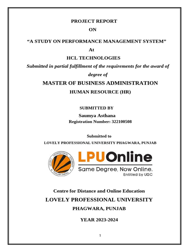 HCL Performance Management Study Report | PDF | Business