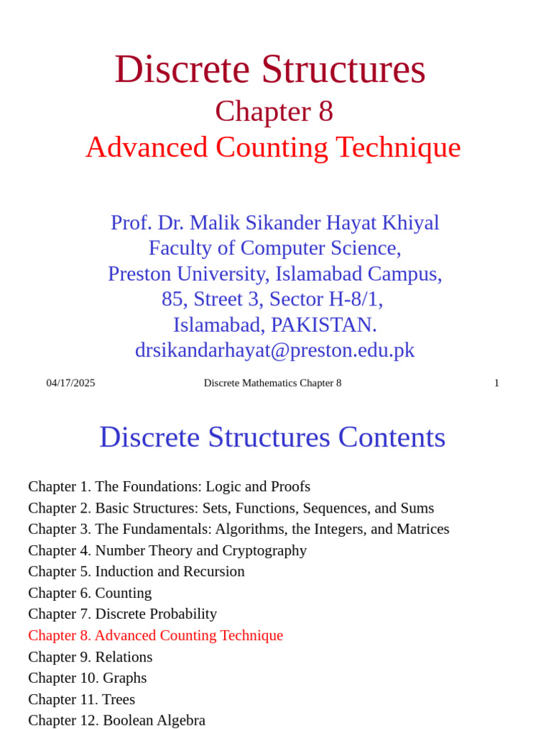 Advanced Counting Techniques in Discrete Math | PDF | Recurrence ...