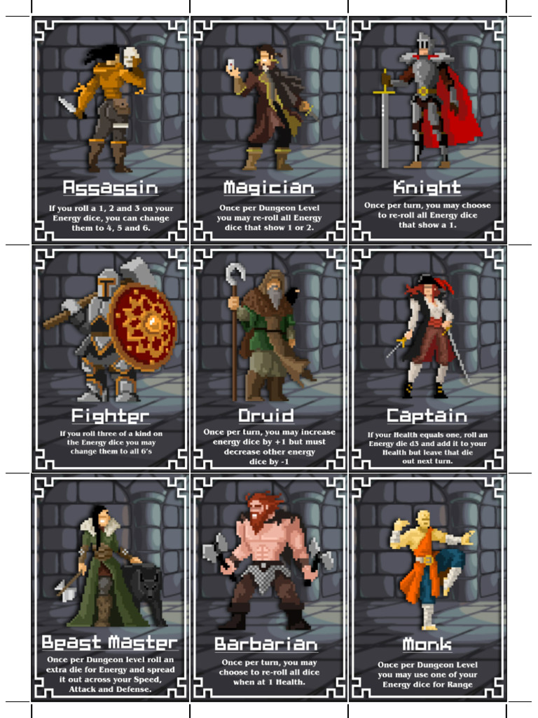 One Card Dungeon - Fan Made Character Cards | PDF