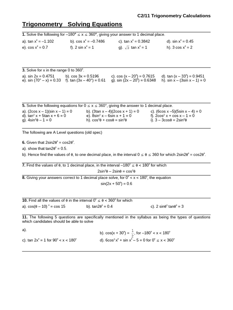 Solving Tan Equations in Degrees | PDF