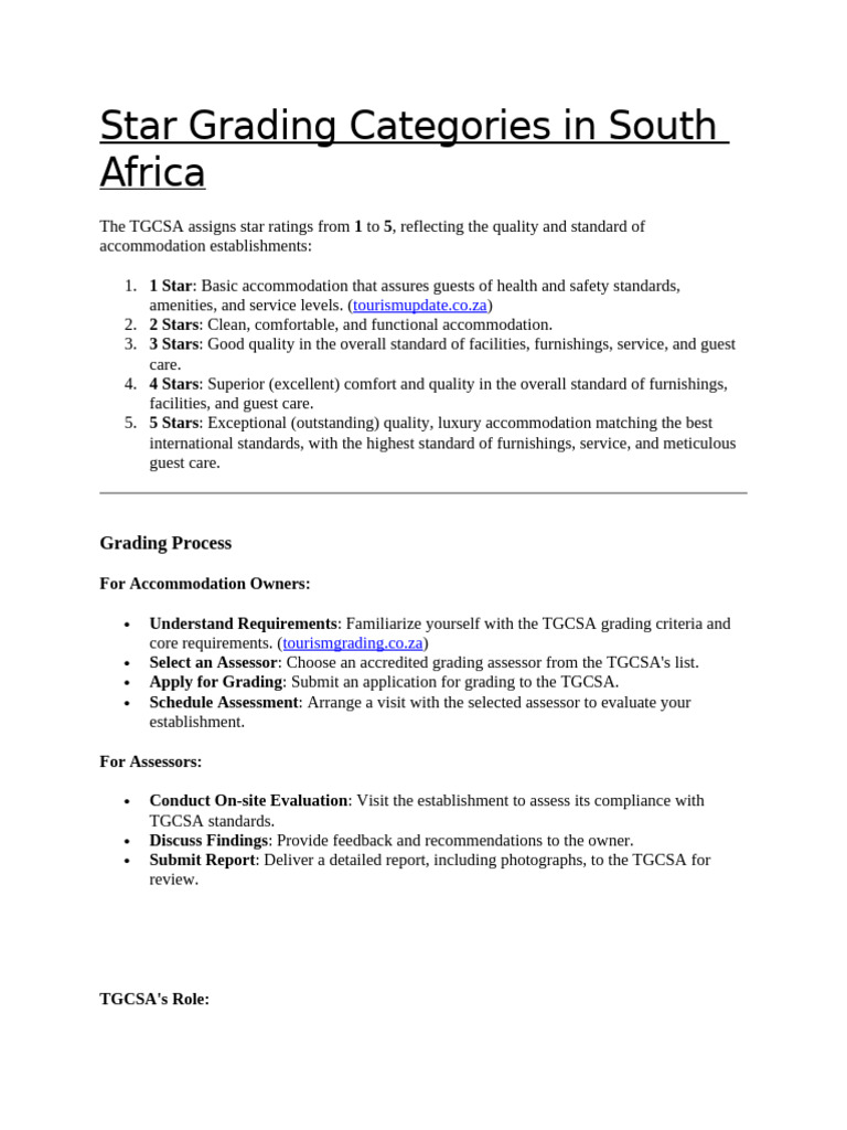TGCSA Star Grading System Overview | PDF | Business