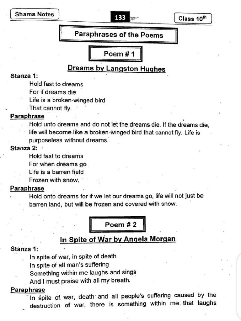 English Poem Paraphrase | PDF