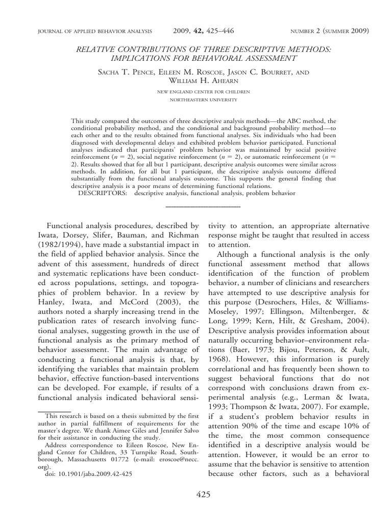 Comparing Descriptive Analysis Methods | PDF | Reinforcement | Attention