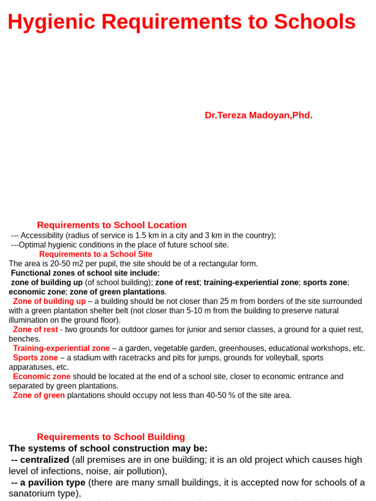 Hygienic Requirements To Schools | PDF | Classroom | Lighting
