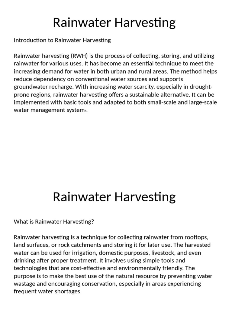 Rainwater Harvesting Techniques Explained | PDF | Groundwater | Surface ...