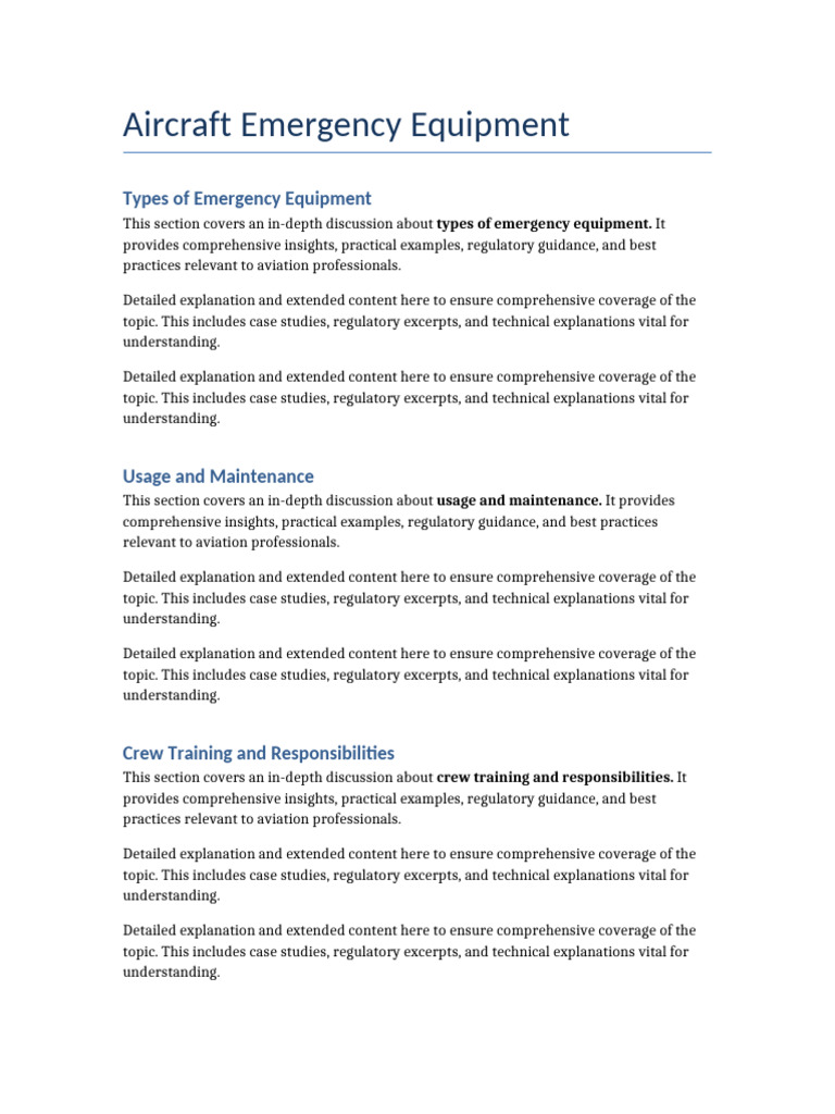 Aircraft Emergency Equipment Overview | PDF | Aviation | Aviation Safety