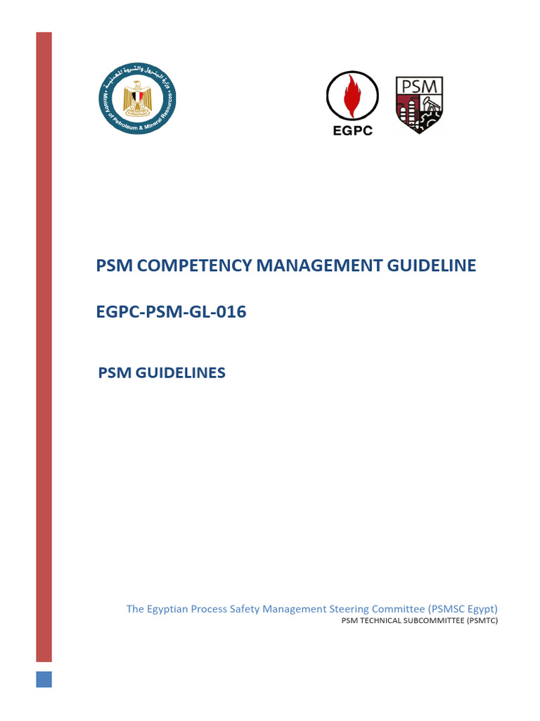 EGPC PSM GL 016 PSM Competency Management Guideline | PDF | Safety | Risk
