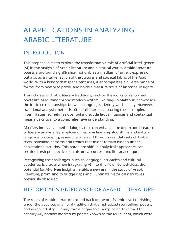 AI Applications in Analyzing Arabic Literature | PDF | Artificial ...