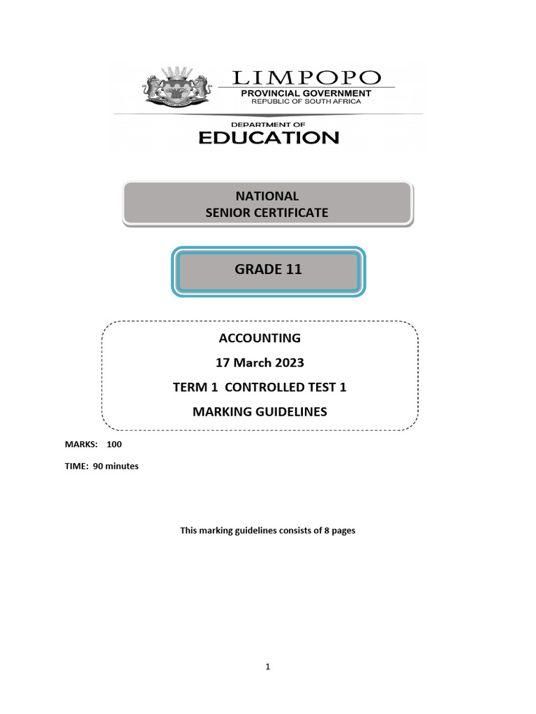 Grade 11 Accounting Test Guidelines | PDF | Depreciation | Debits And ...