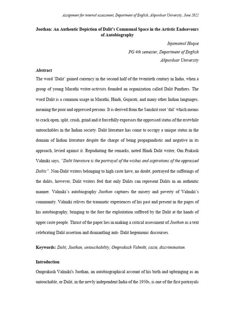 Joothan: Dalit Life and Struggles | PDF | Dalit | Caste