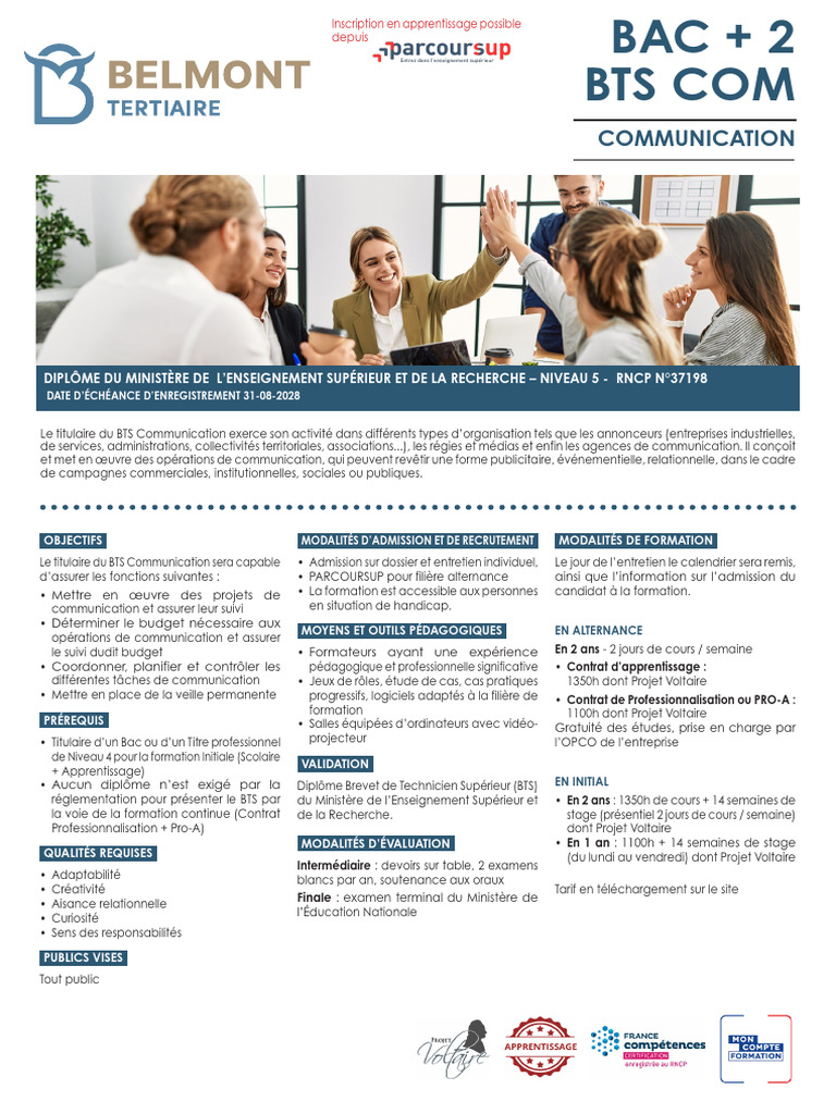 Formation BTS Communication 2025 | PDF | Média (Communication) | la ...