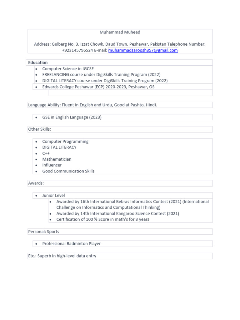 Muhammad Muheed: Profile Overview | PDF