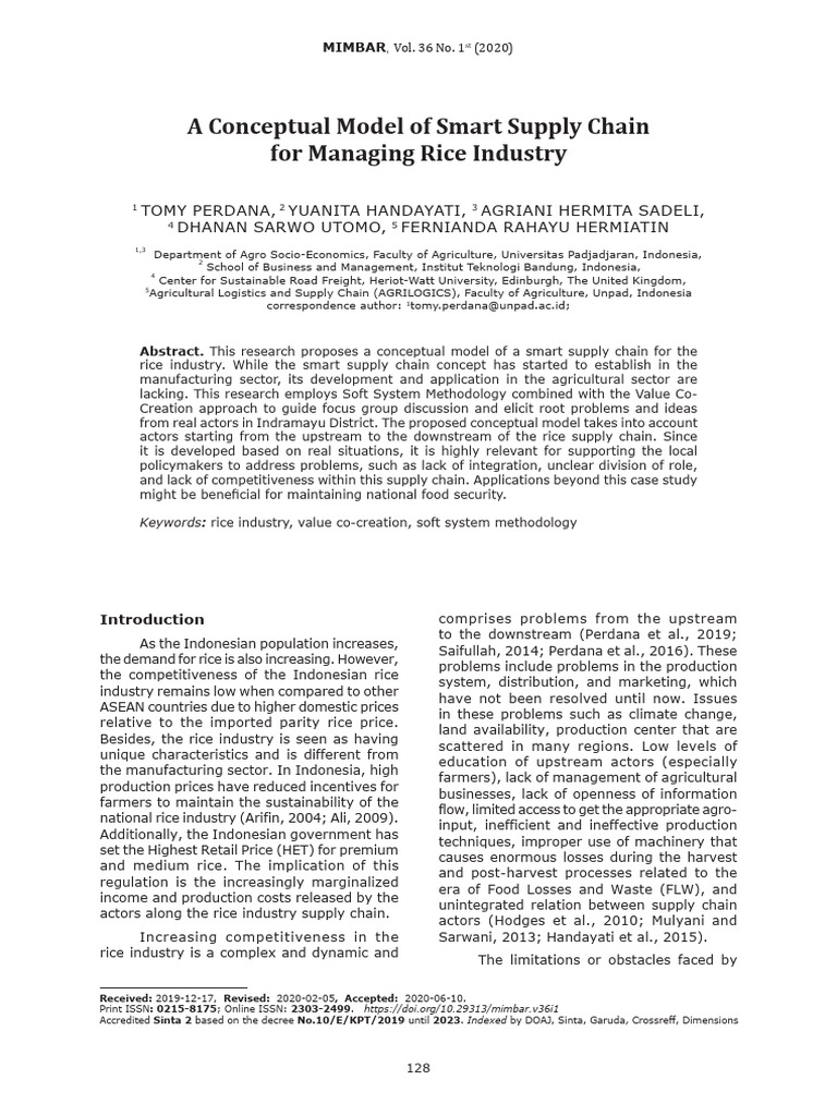 A Conceptual Model of Smart Supply Chain For Managing Rice Industry ...