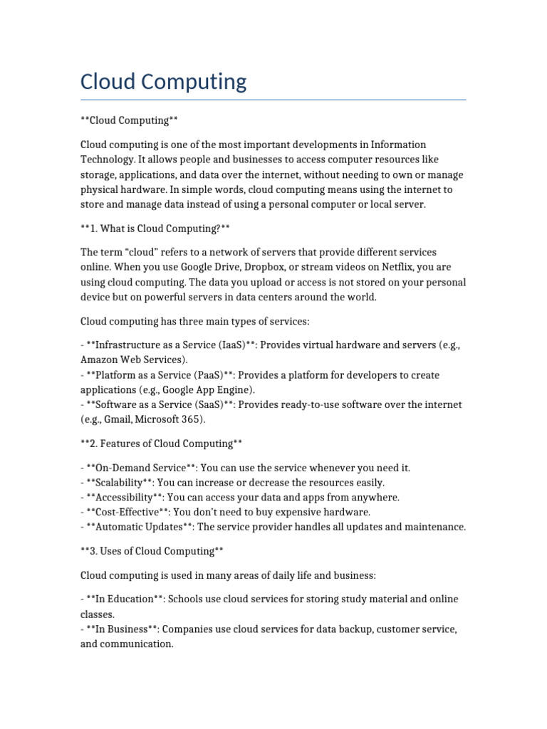 Cloud Computing 3 Pages | PDF | Cloud Computing | Software As A Service