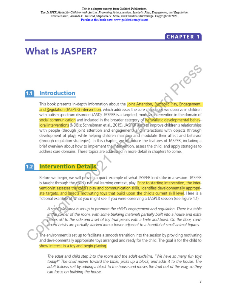 JASPER Intervention for Autism Explained | PDF | Autism | Behavioural ...