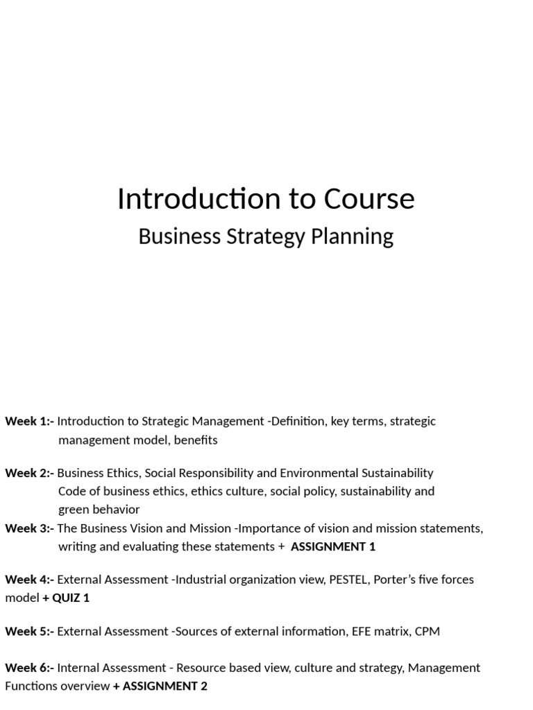 Strategic Management Course Overview | PDF | Strategic Management ...