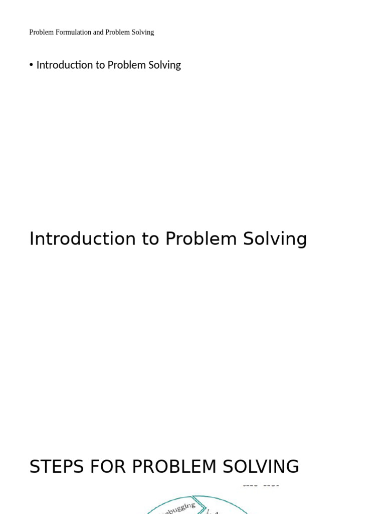 Problem Formulation and Problem Solving | PDF