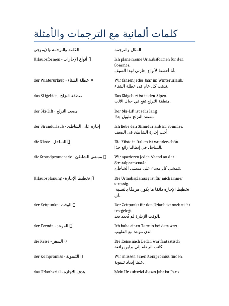 Extracted Words German Examples | PDF